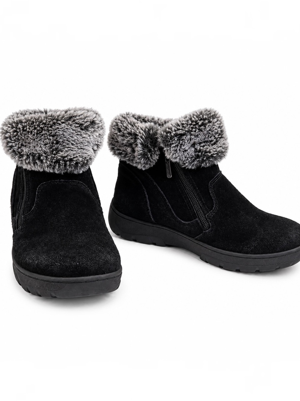 Khombu Winter Snow Boots Womens 9 M Jessica Black Leather Faux Fur Zip